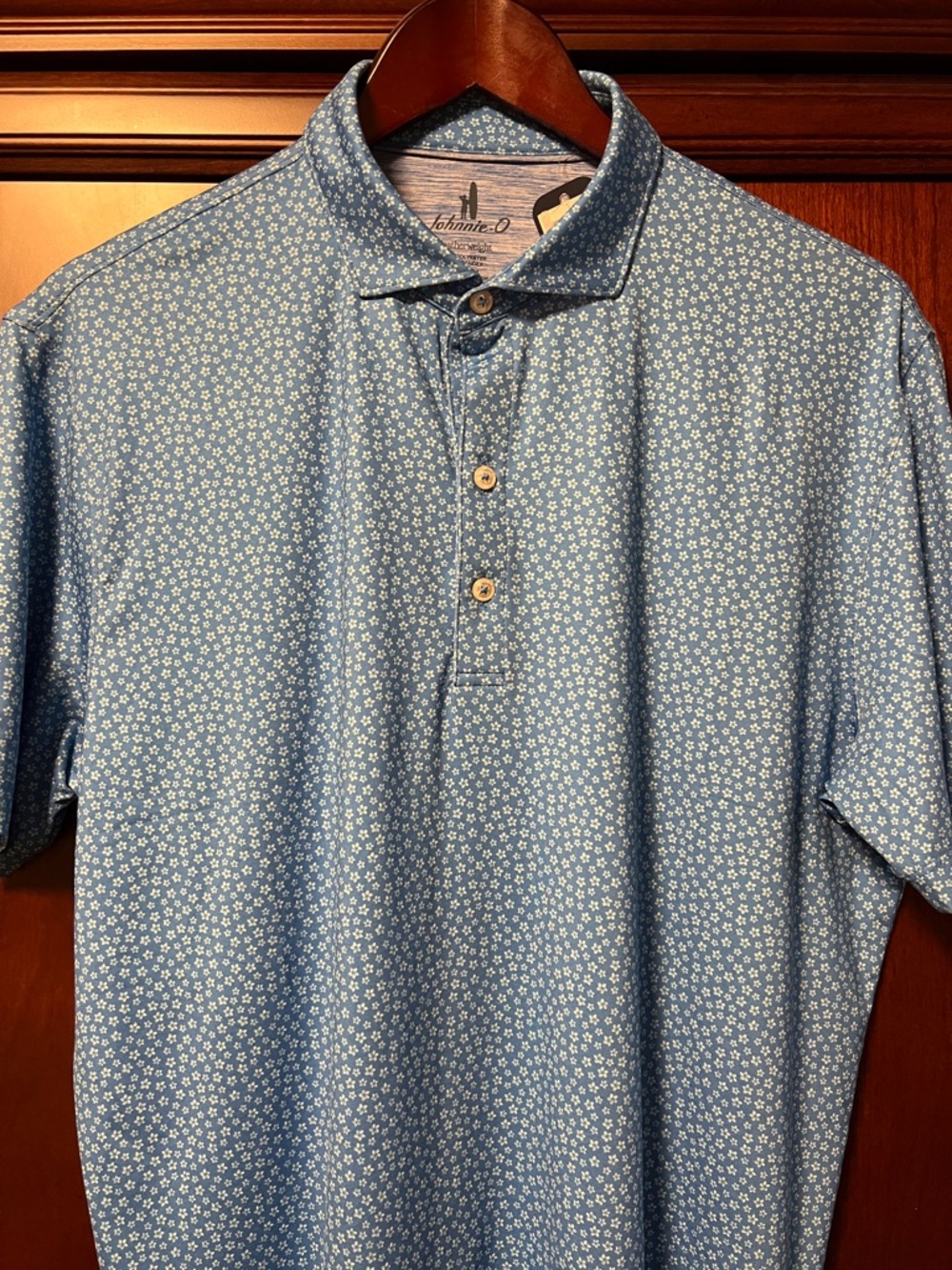 Brand New Johnnie-O Santa Monica Blue flowers designed Golf Tennis Sports Polo!